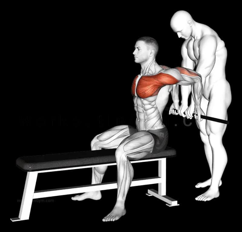アシスト付きシッティングリバースショルダーストレッチ exercise demonstration - starting position (step 1 of 1)